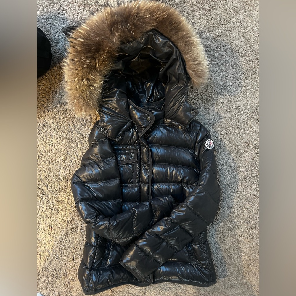 Pre-owned: Moncler jacket with fur, size 14 years